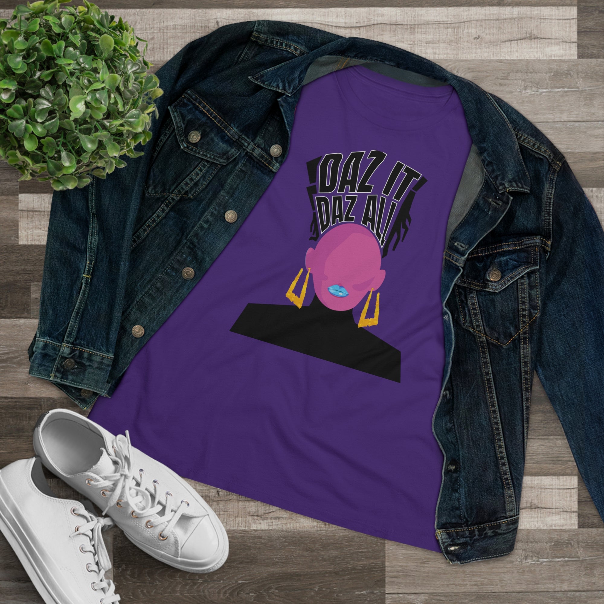 Daz It, Daz All- Women's Premium Tee (Blue Lip Logo)