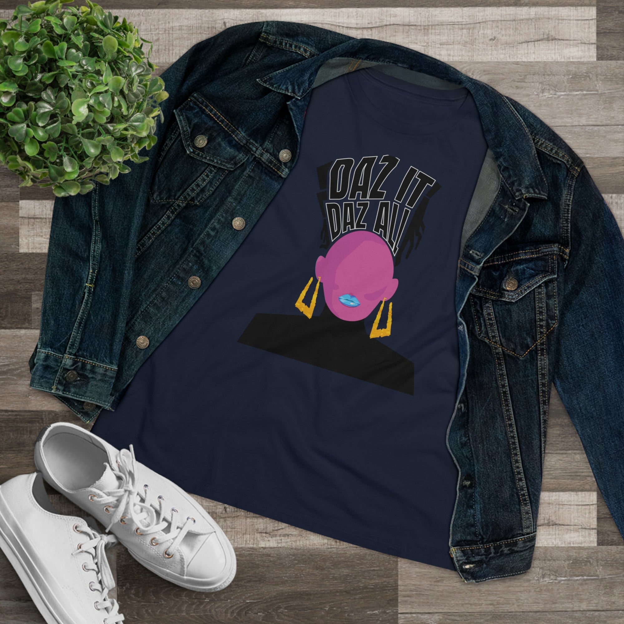 Daz It, Daz All- Women's Premium Tee (Blue Lip Logo)