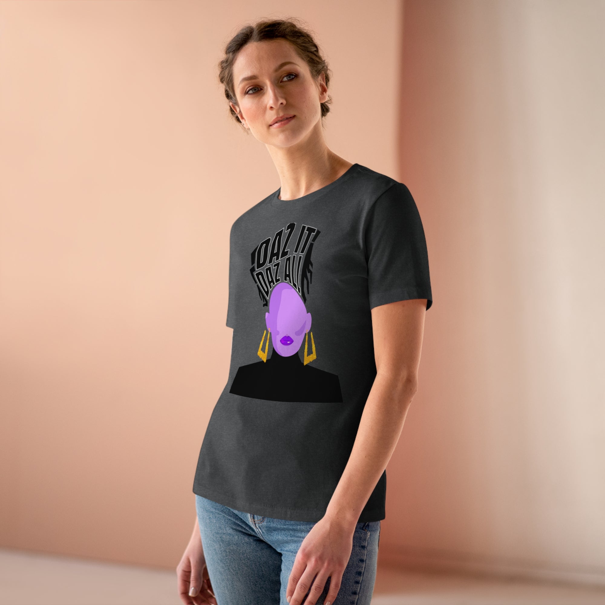 Daz It, Daz All- Women's Premium Tee (Purple Lip Logo)