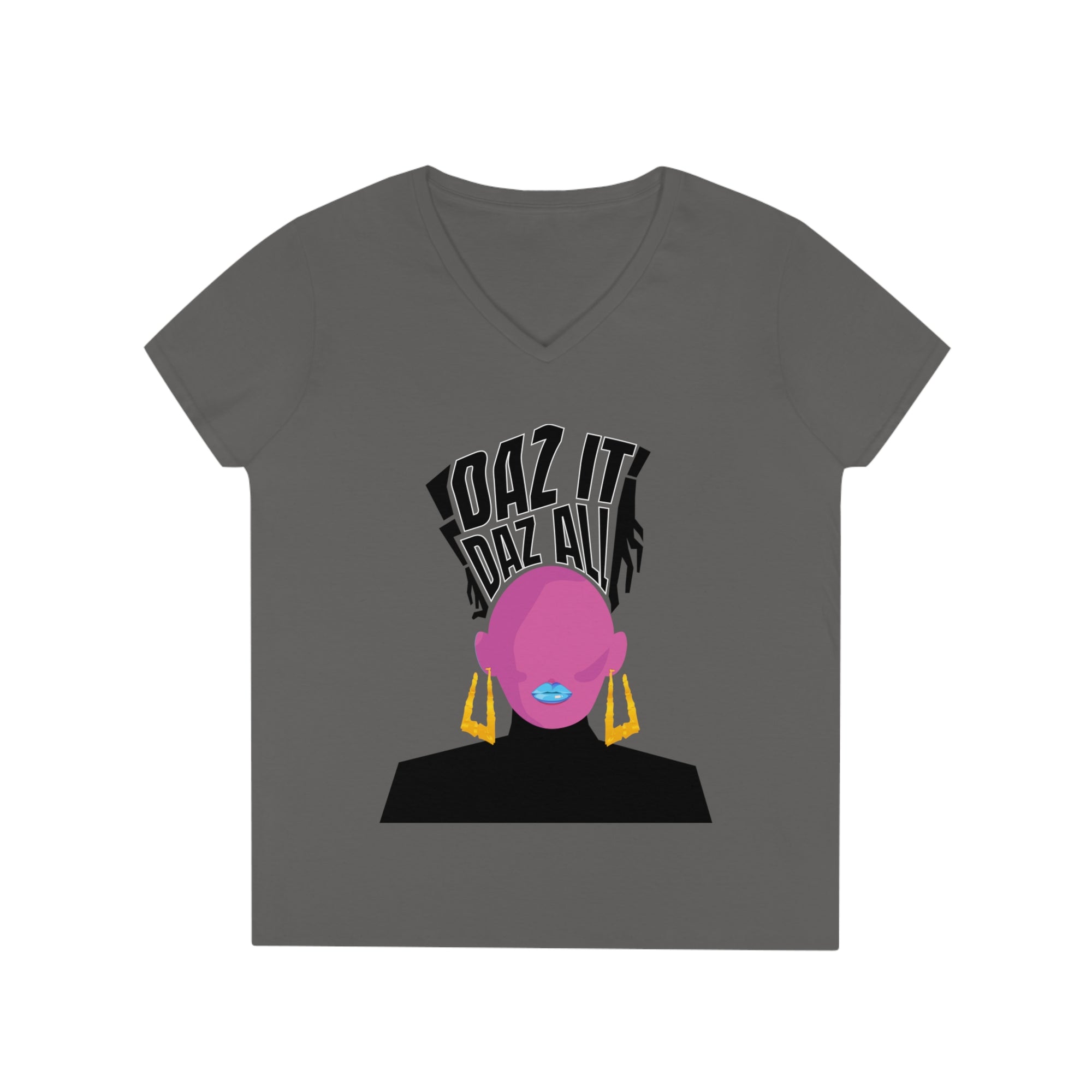 Daz It, Daz All-Ladies' V-Neck T-Shirt (Blue Lip Logo)