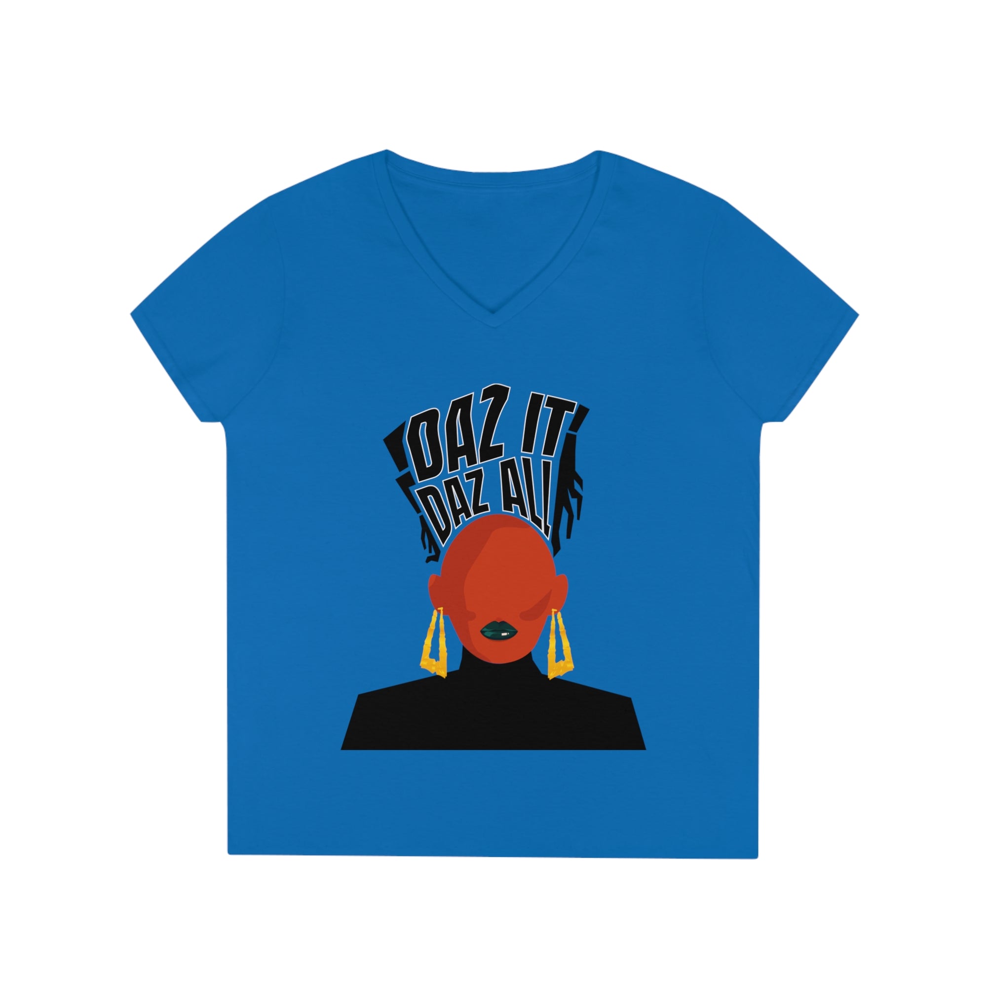 Daz It, Daz All-Ladies' V-Neck T-Shirt (Black Lip Logo)