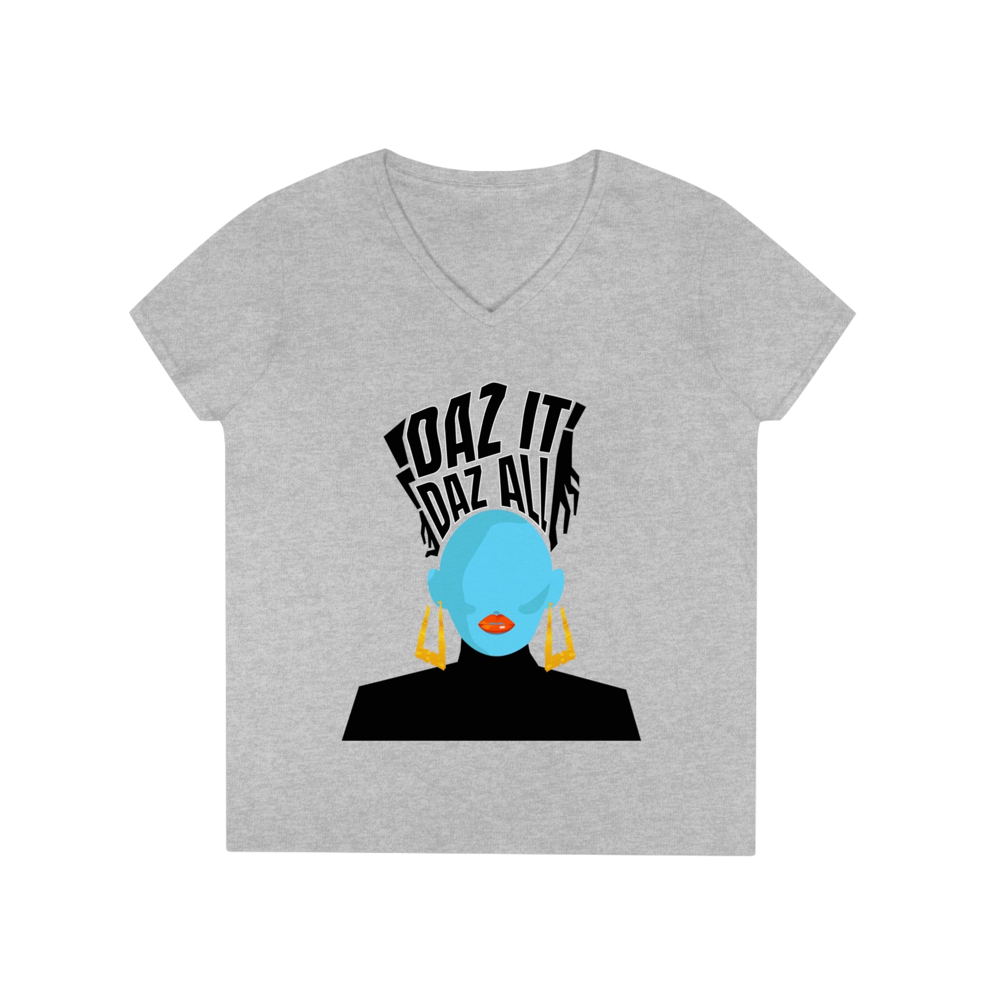 Daz It, Daz All-Ladies' V-Neck T-Shirt (Orange Lip Logo)