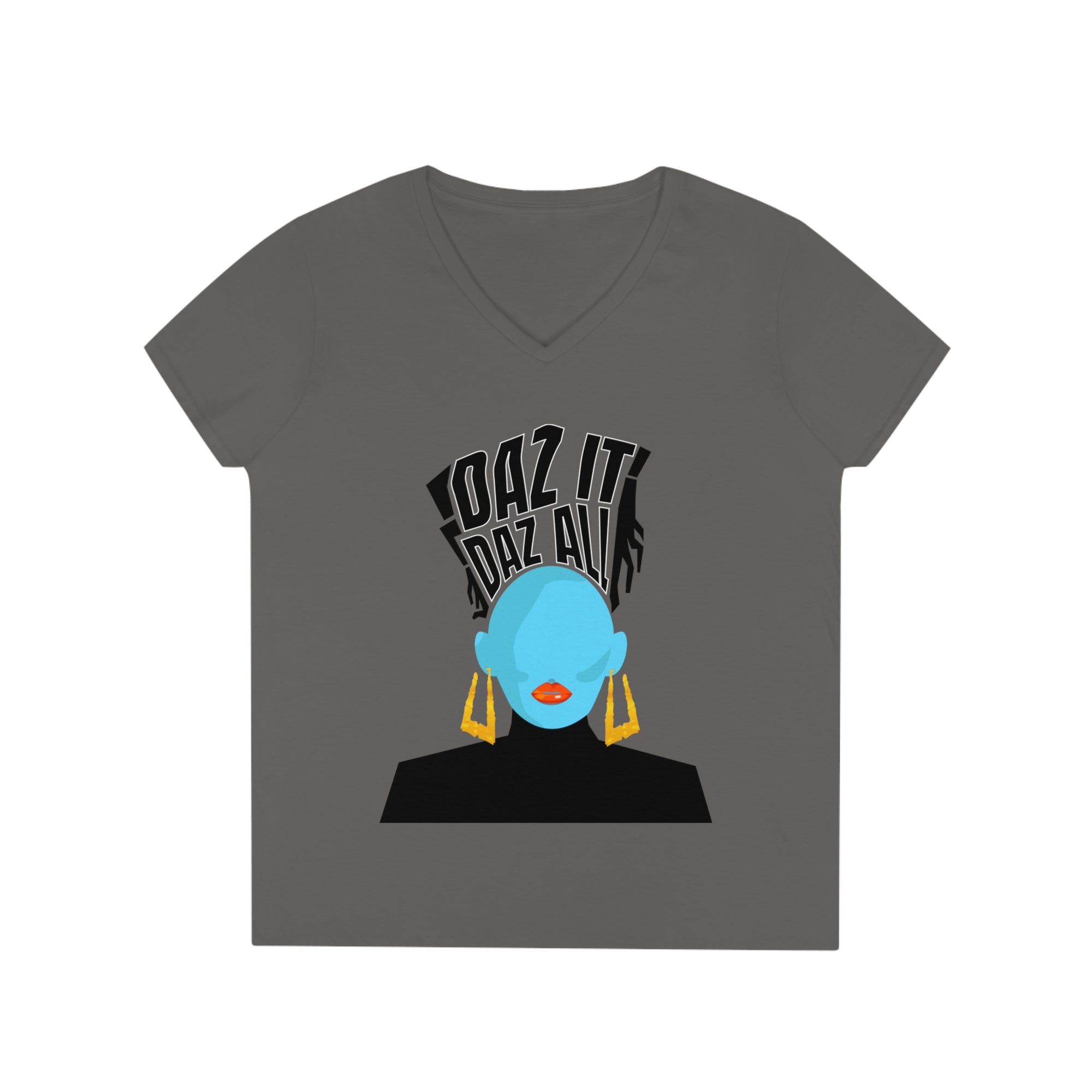 Daz It, Daz All-Ladies' V-Neck T-Shirt (Orange Lip Logo)