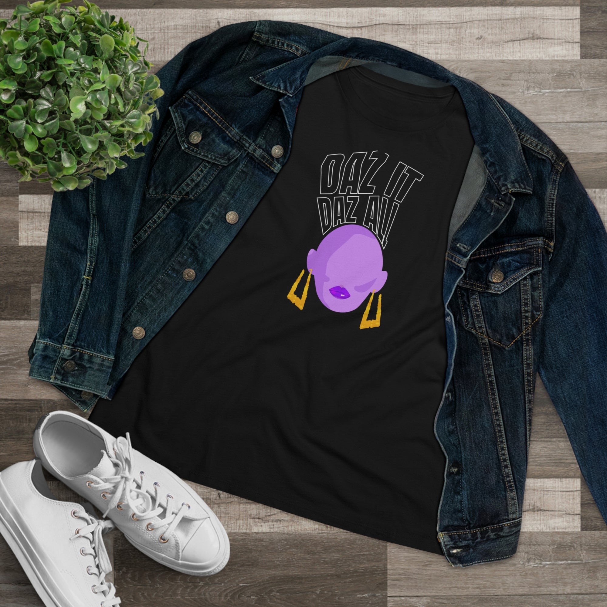 Daz It, Daz All- Women's Premium Tee (Purple Lip Logo)