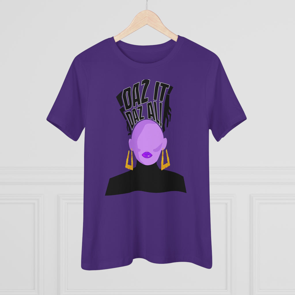 Daz It, Daz All- Women's Premium Tee (Purple Lip Logo)