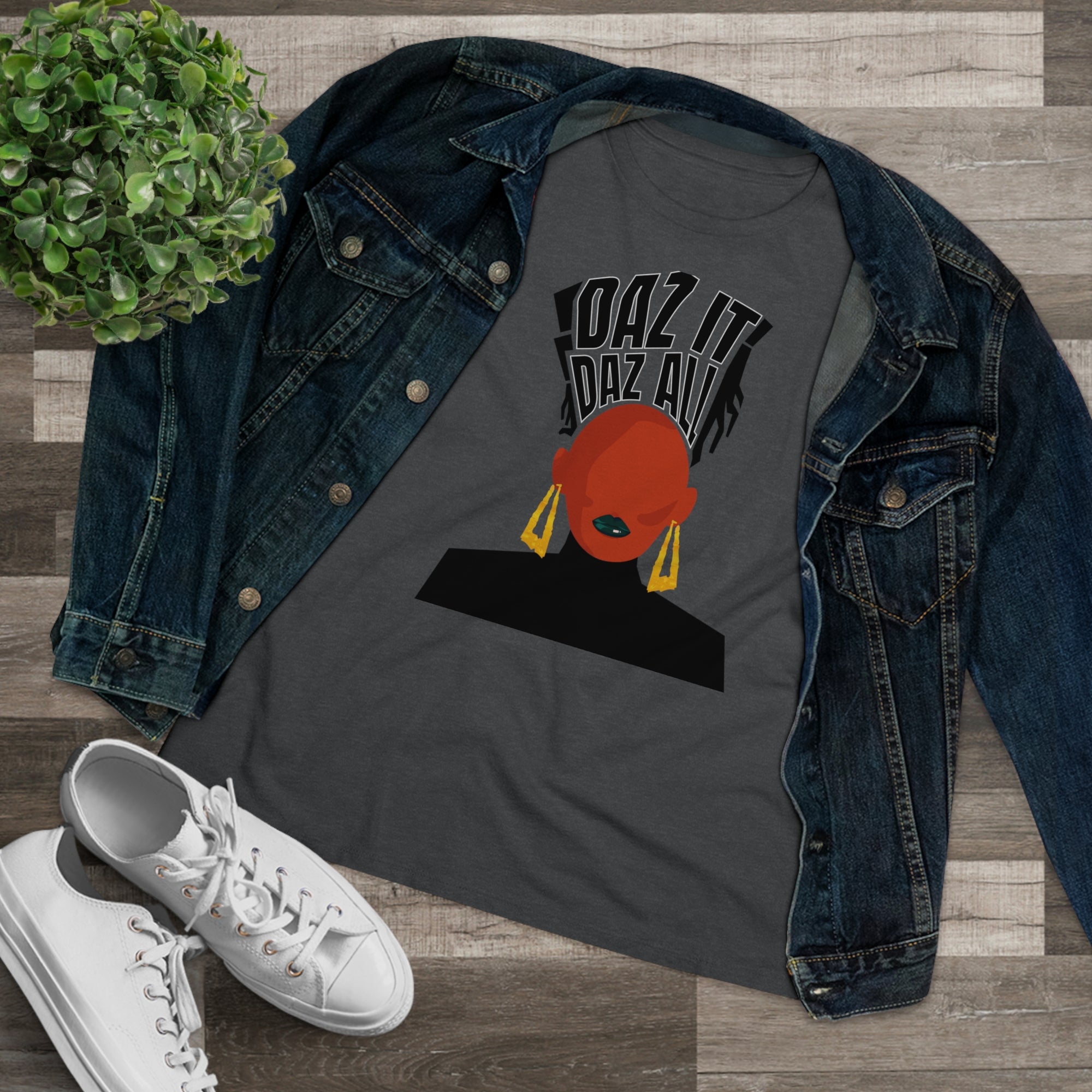 Daz It, Daz All- Women's Premium Tee (Black Lip Logo)