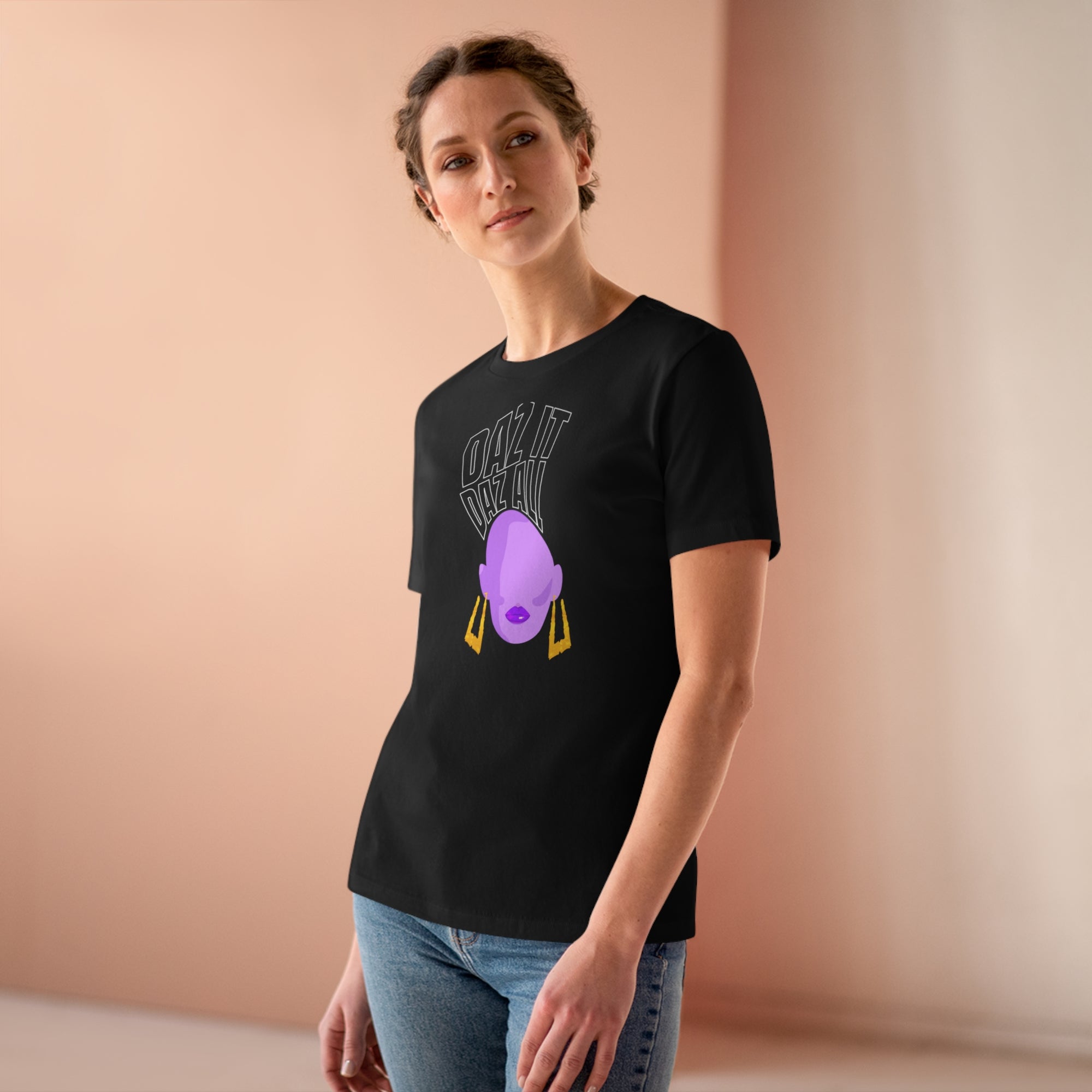 Daz It, Daz All- Women's Premium Tee (Purple Lip Logo)