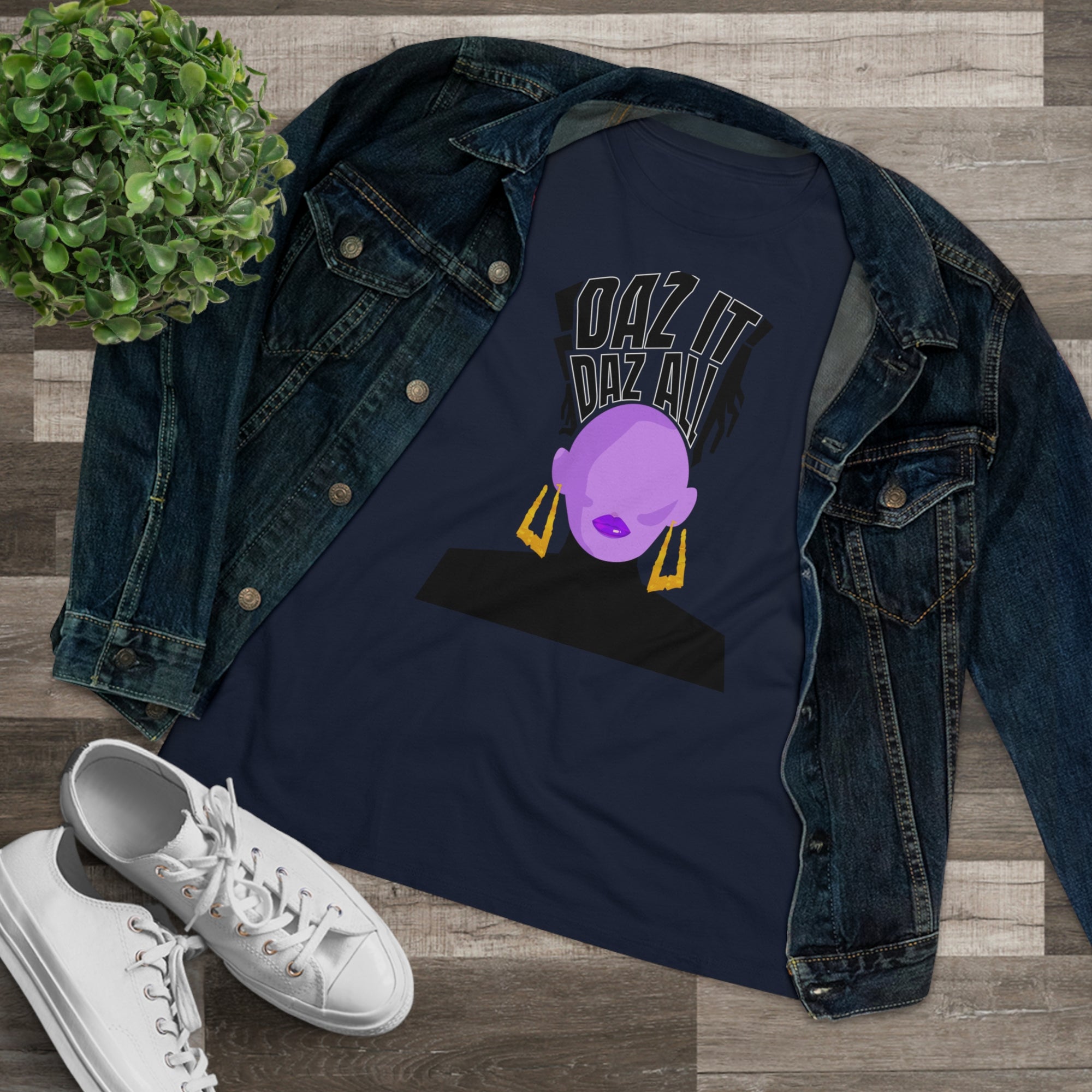 Daz It, Daz All- Women's Premium Tee (Purple Lip Logo)