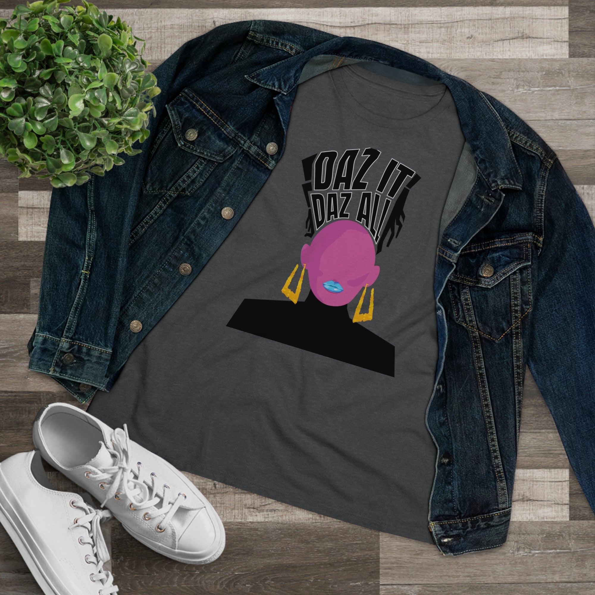 Daz It, Daz All- Women's Premium Tee (Blue Lip Logo)