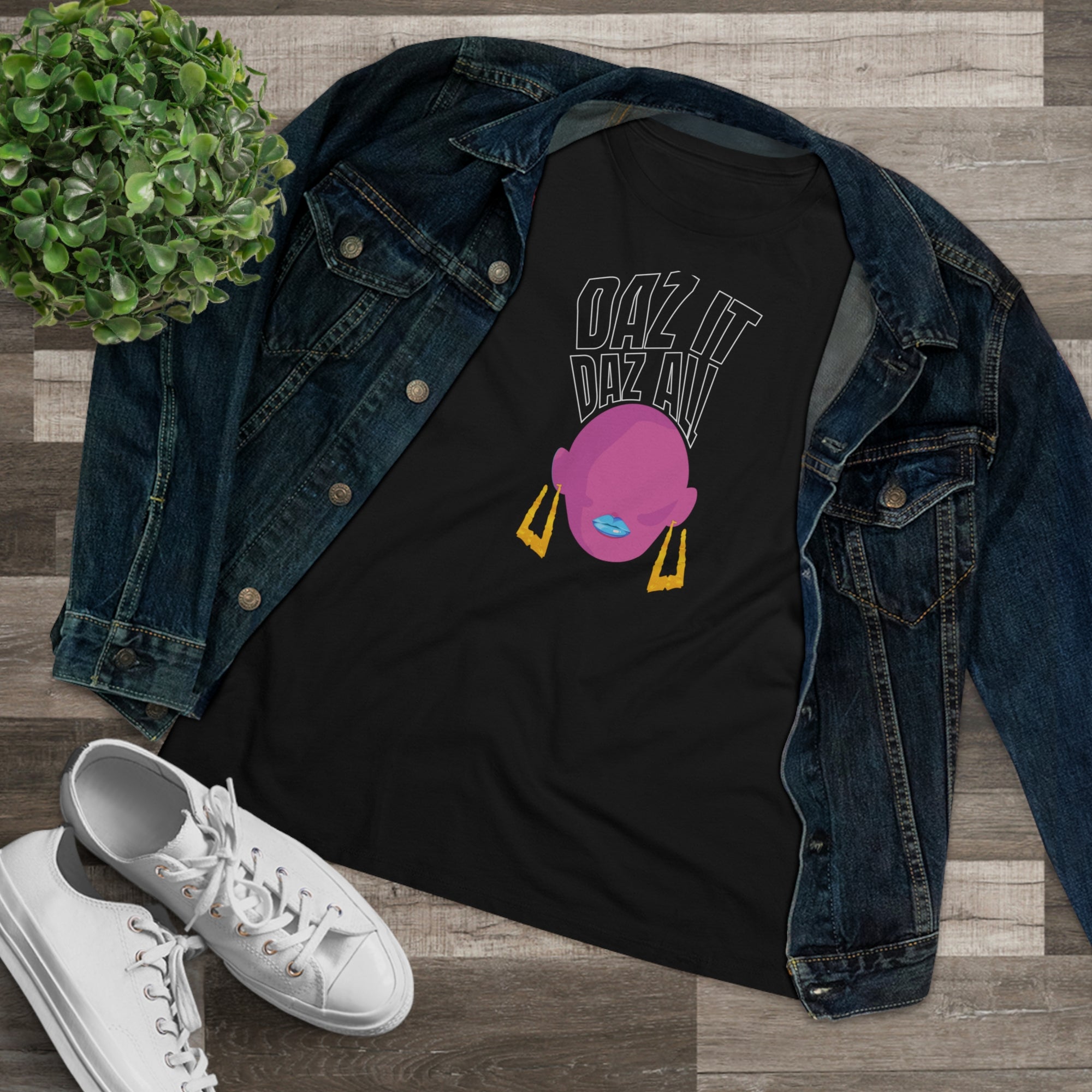 Daz It, Daz All- Women's Premium Tee (Blue Lip Logo)