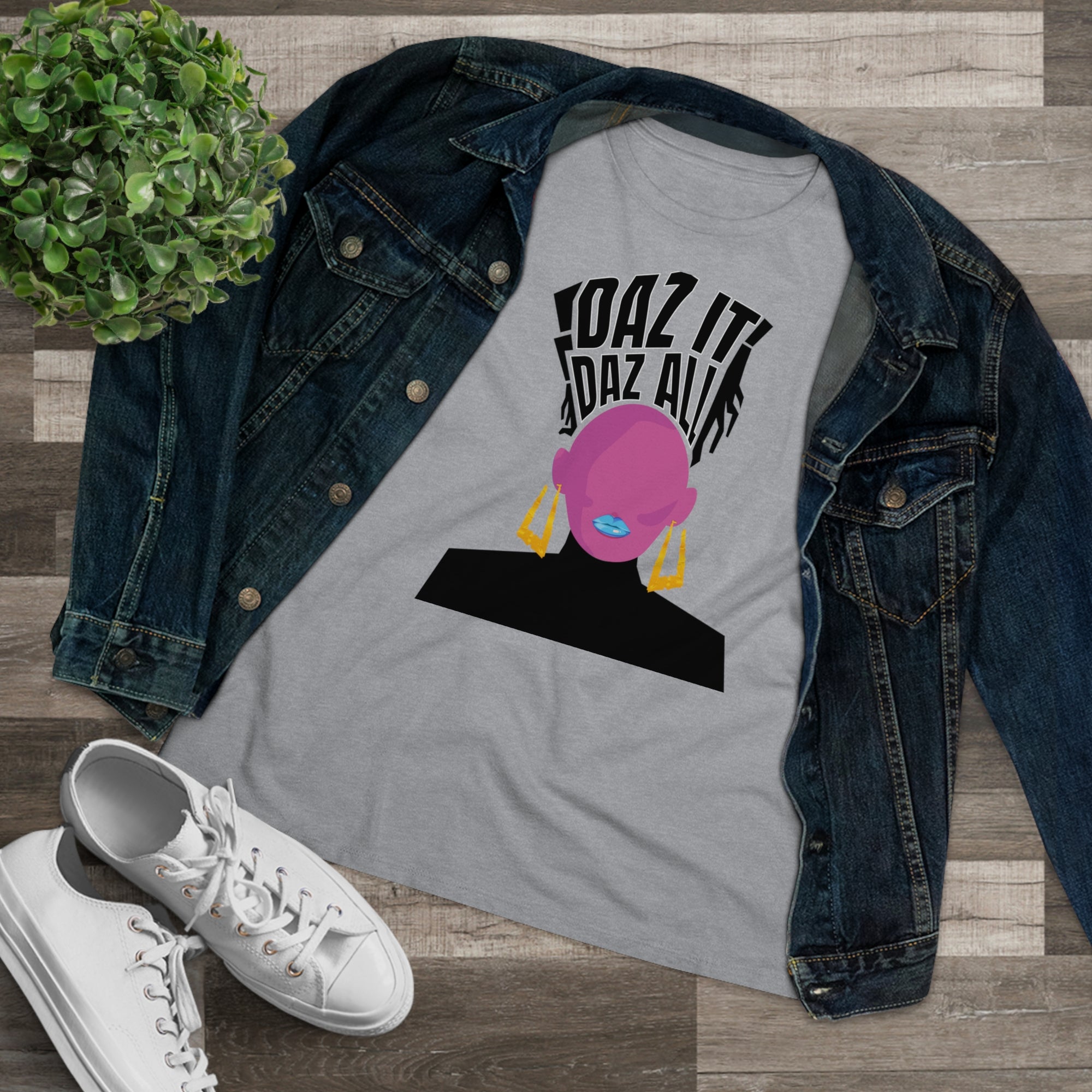 Daz It, Daz All- Women's Premium Tee (Blue Lip Logo)