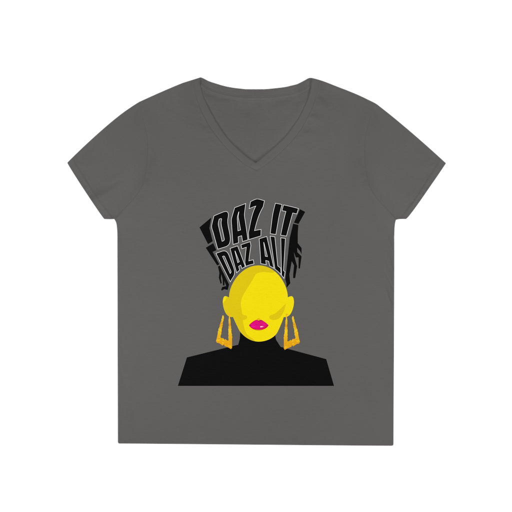 Daz It, Daz All-Ladies' V-Neck T-Shirt (Pink Lip Logo)