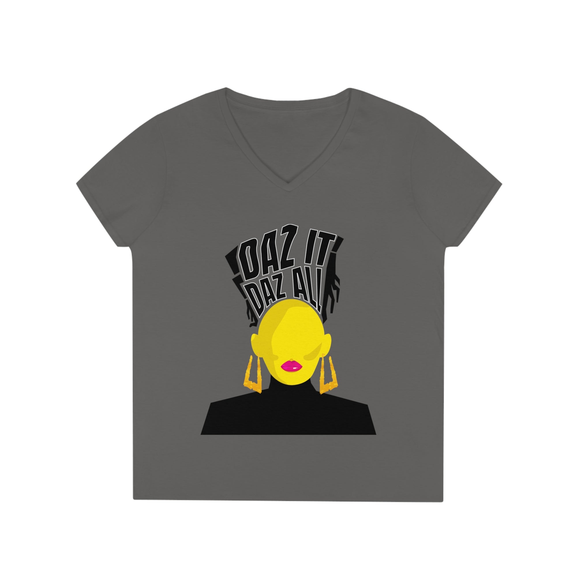 Daz It, Daz All-Ladies' V-Neck T-Shirt (Pink Lip Logo)