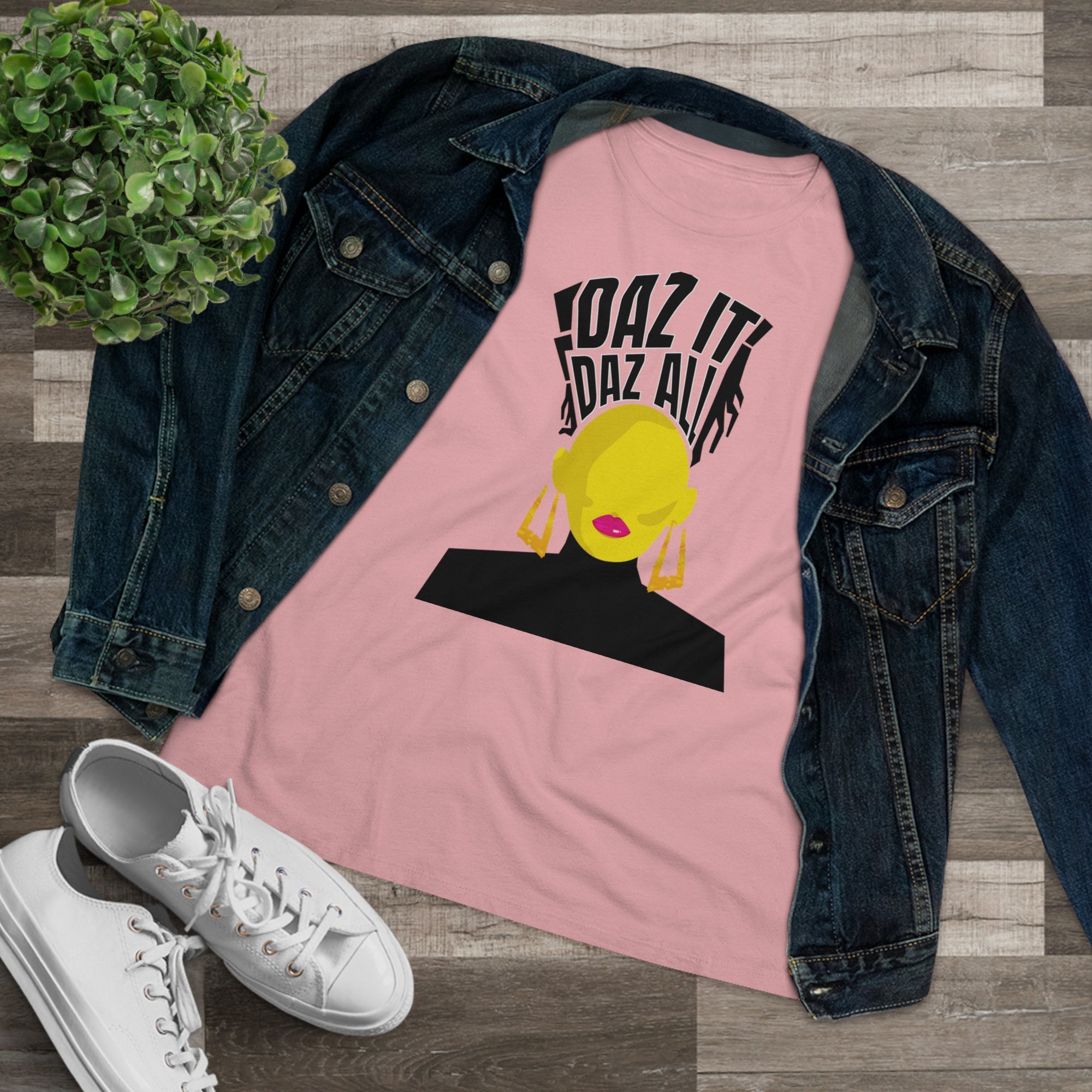 Daz It, Daz All- Women's Premium Tee (Pink Lip Logo)