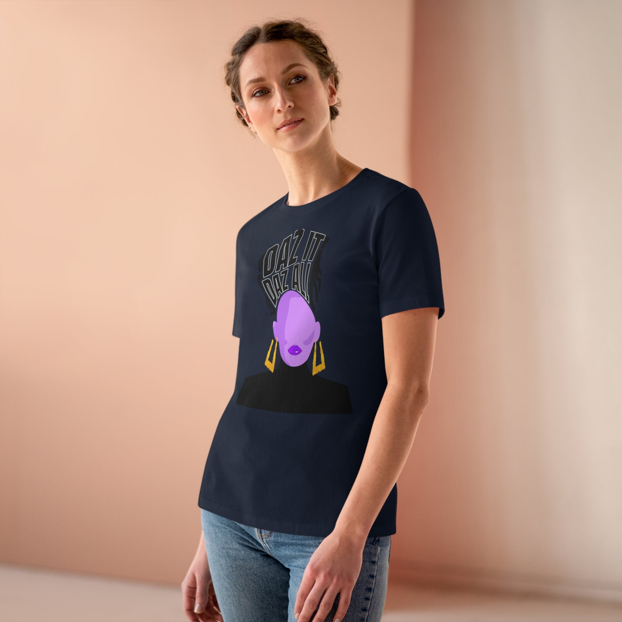 Daz It, Daz All- Women's Premium Tee (Purple Lip Logo)