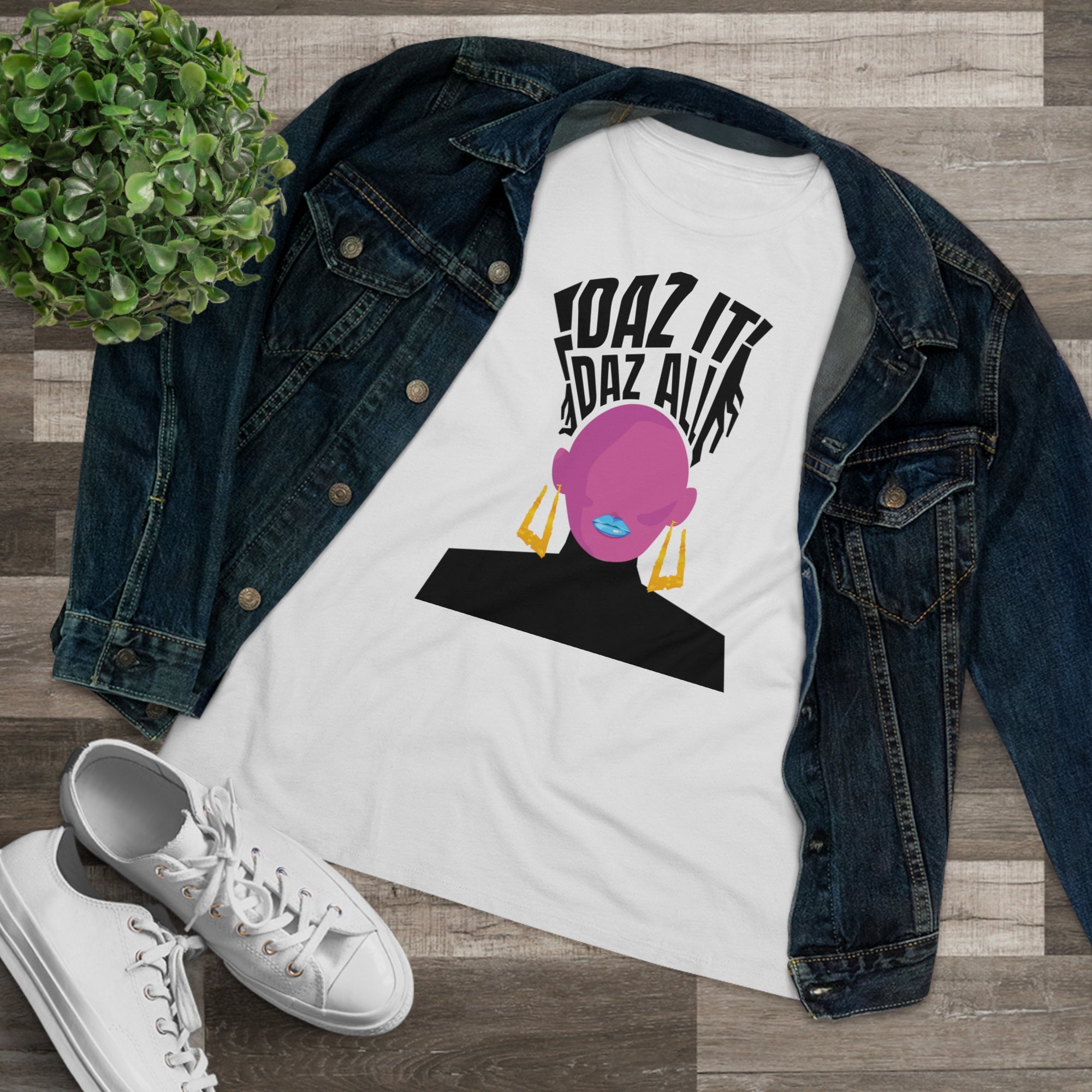 Daz It, Daz All- Women's Premium Tee (Blue Lip Logo)