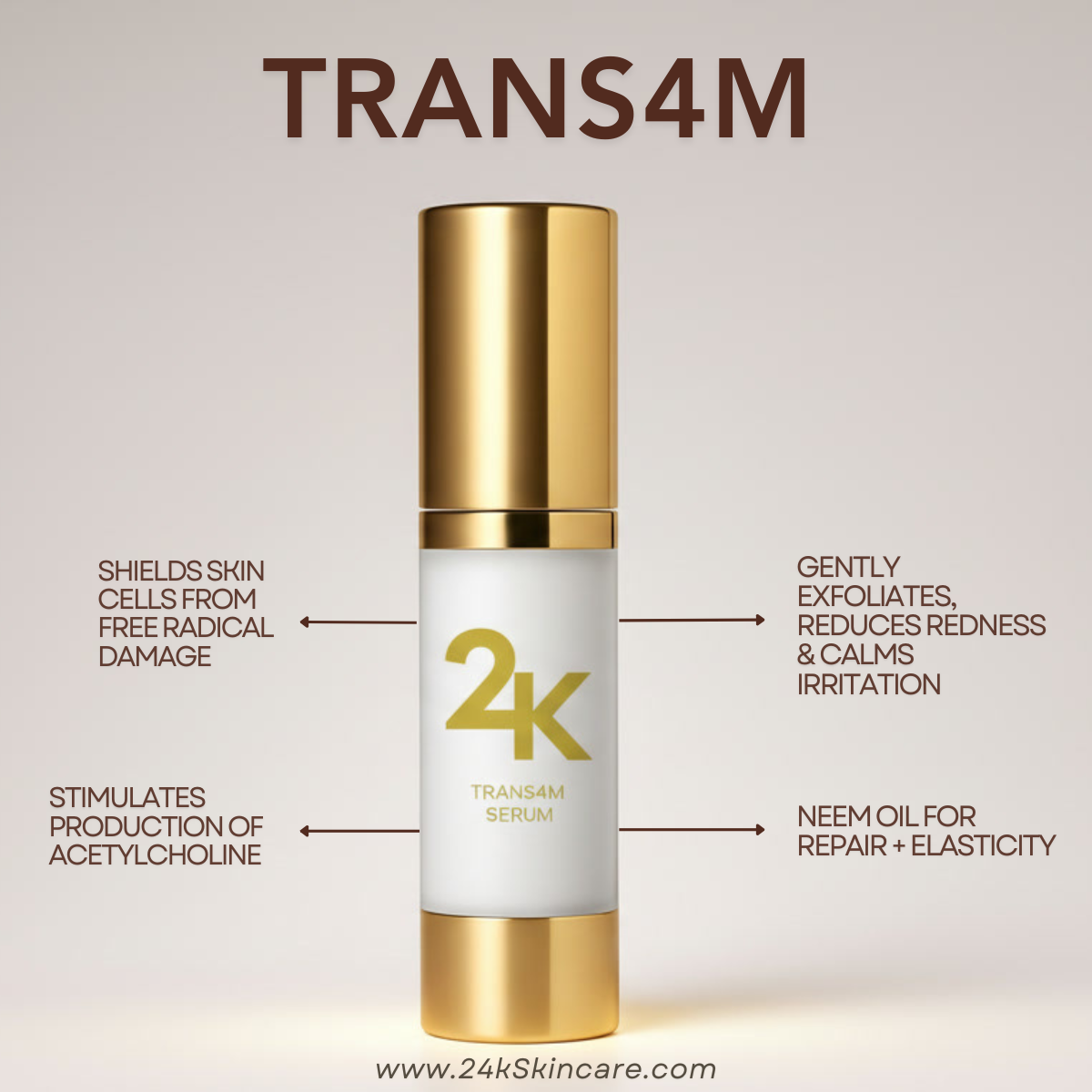 24k Skincare - TRANS4M SERUM - 15ml (Day/Glow)