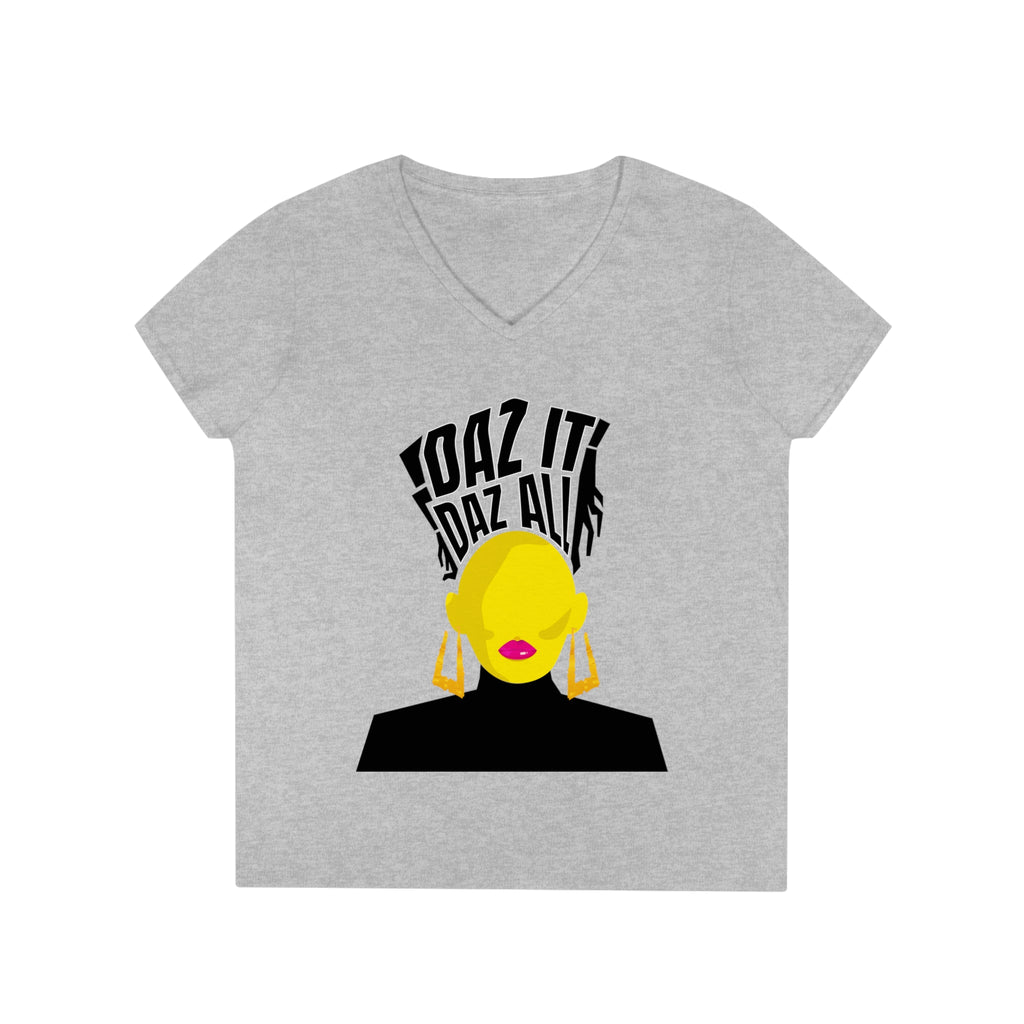 Daz It, Daz All-Ladies' V-Neck T-Shirt (Pink Lip Logo)
