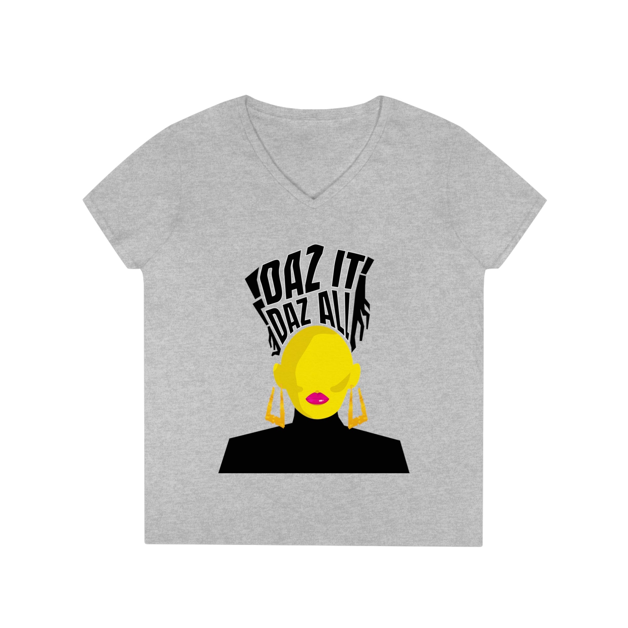 Daz It, Daz All-Ladies' V-Neck T-Shirt (Pink Lip Logo)