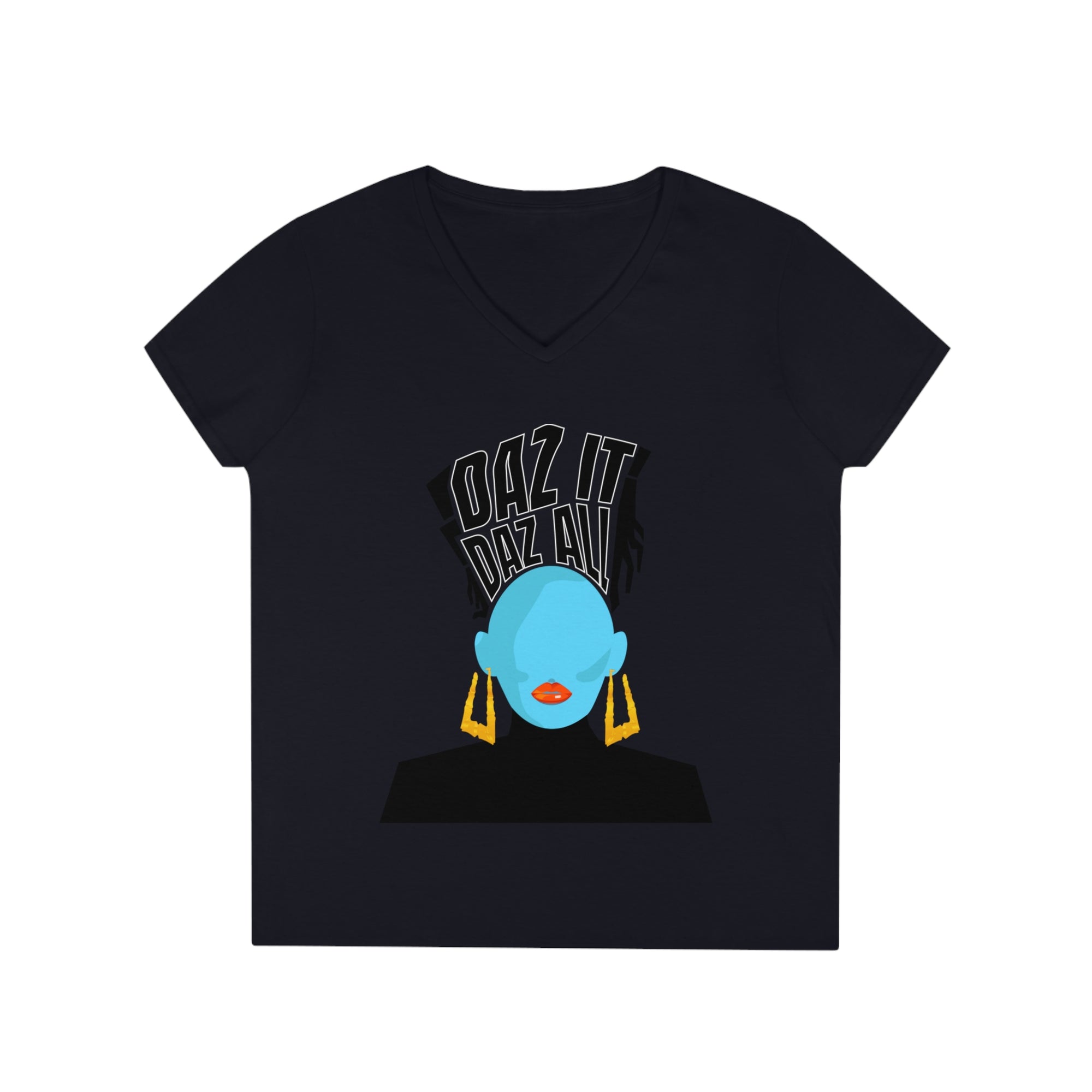 Daz It, Daz All-Ladies' V-Neck T-Shirt (Orange Lip Logo)