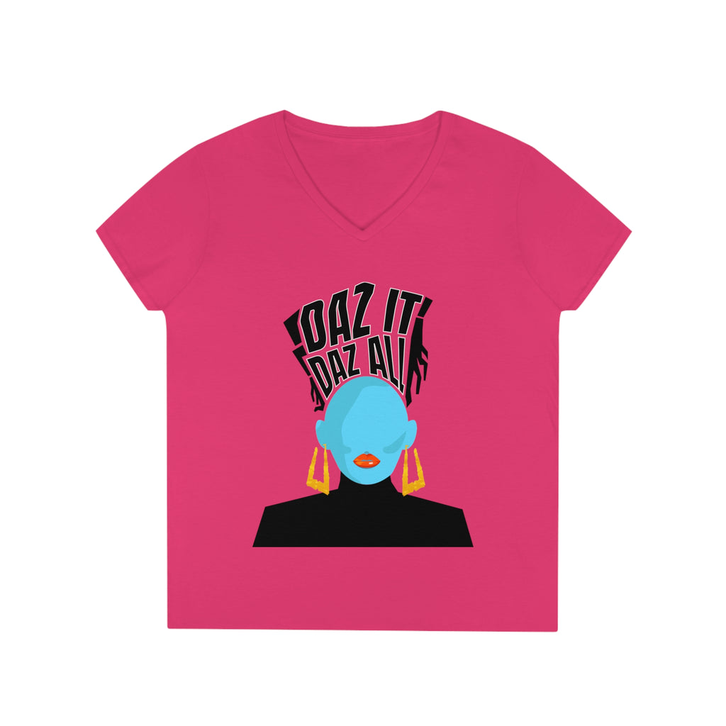 Daz It, Daz All-Ladies' V-Neck T-Shirt (Orange Lip Logo)