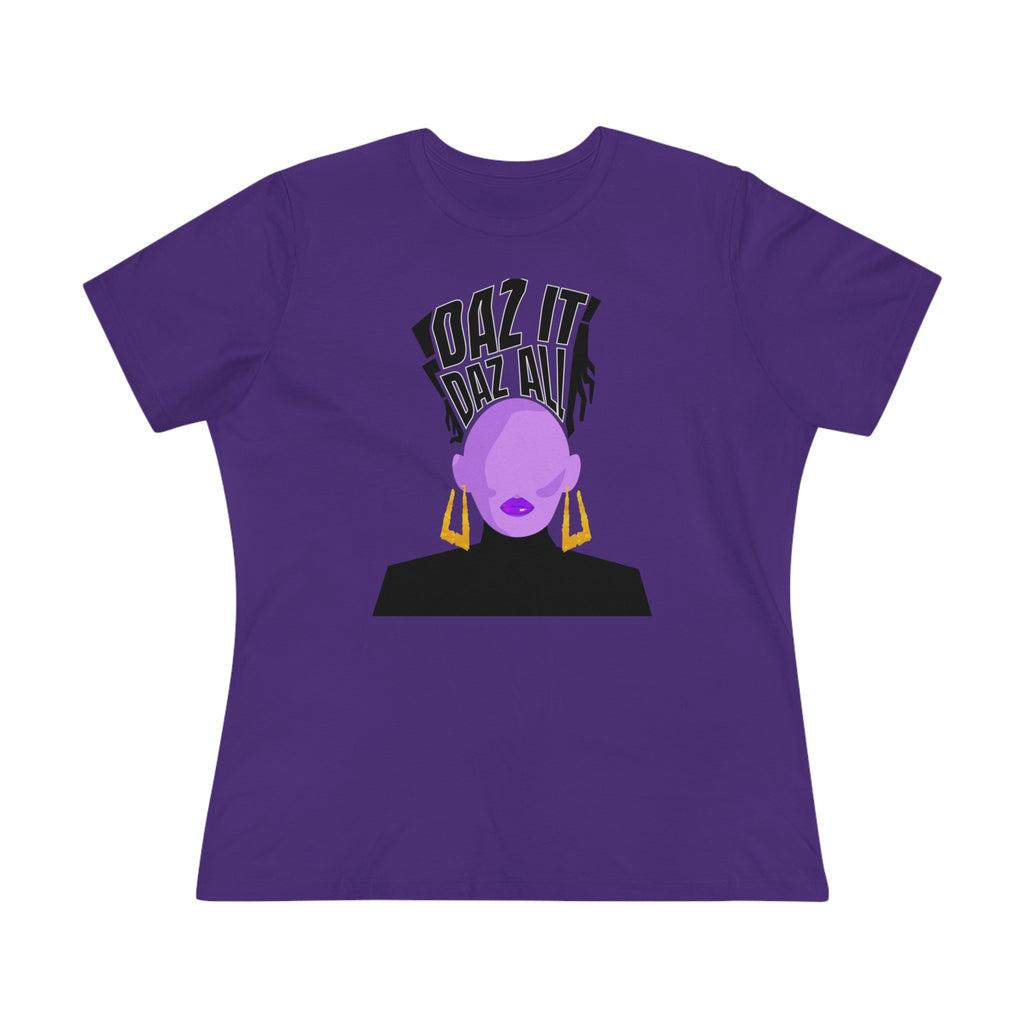 Daz It, Daz All- Women's Premium Tee (Purple Lip Logo)