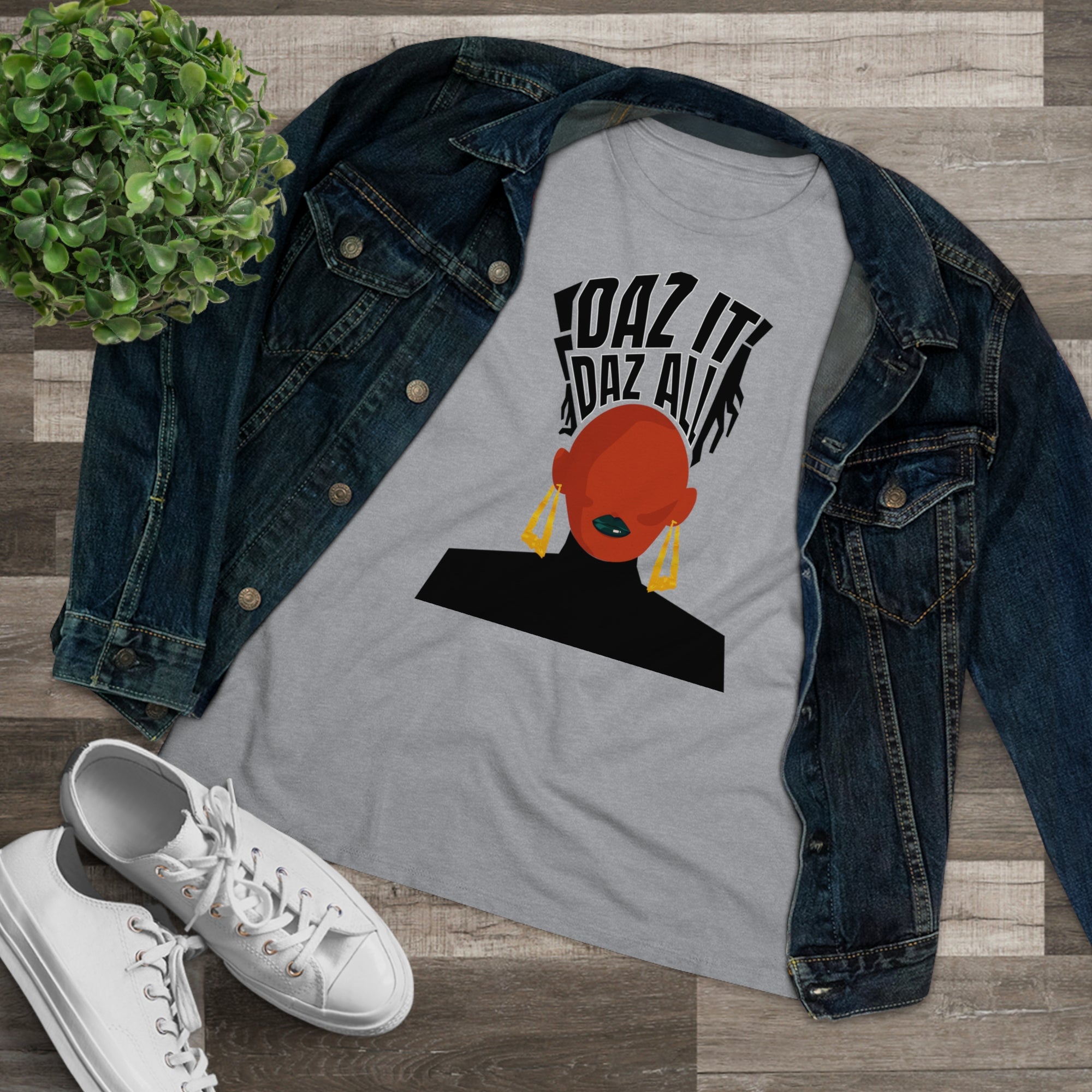 Daz It, Daz All- Women's Premium Tee (Black Lip Logo)