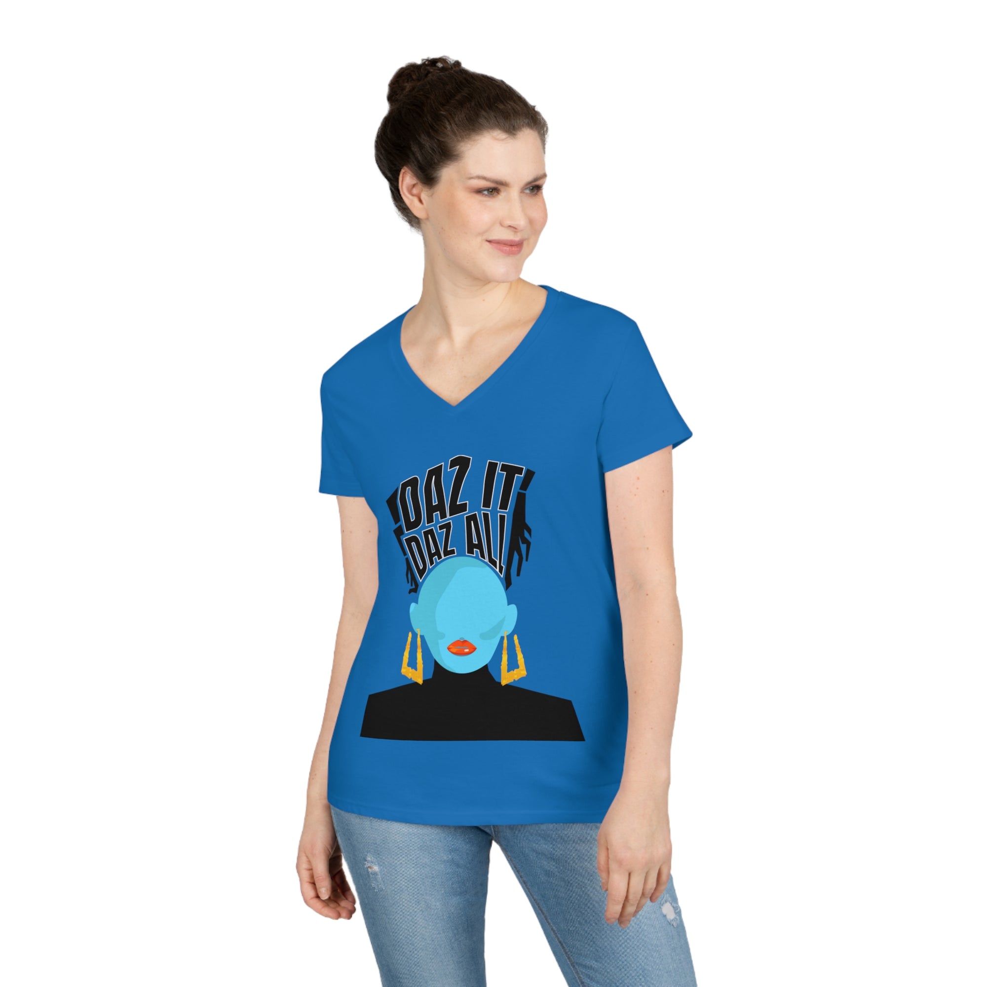 Daz It, Daz All-Ladies' V-Neck T-Shirt (Orange Lip Logo)
