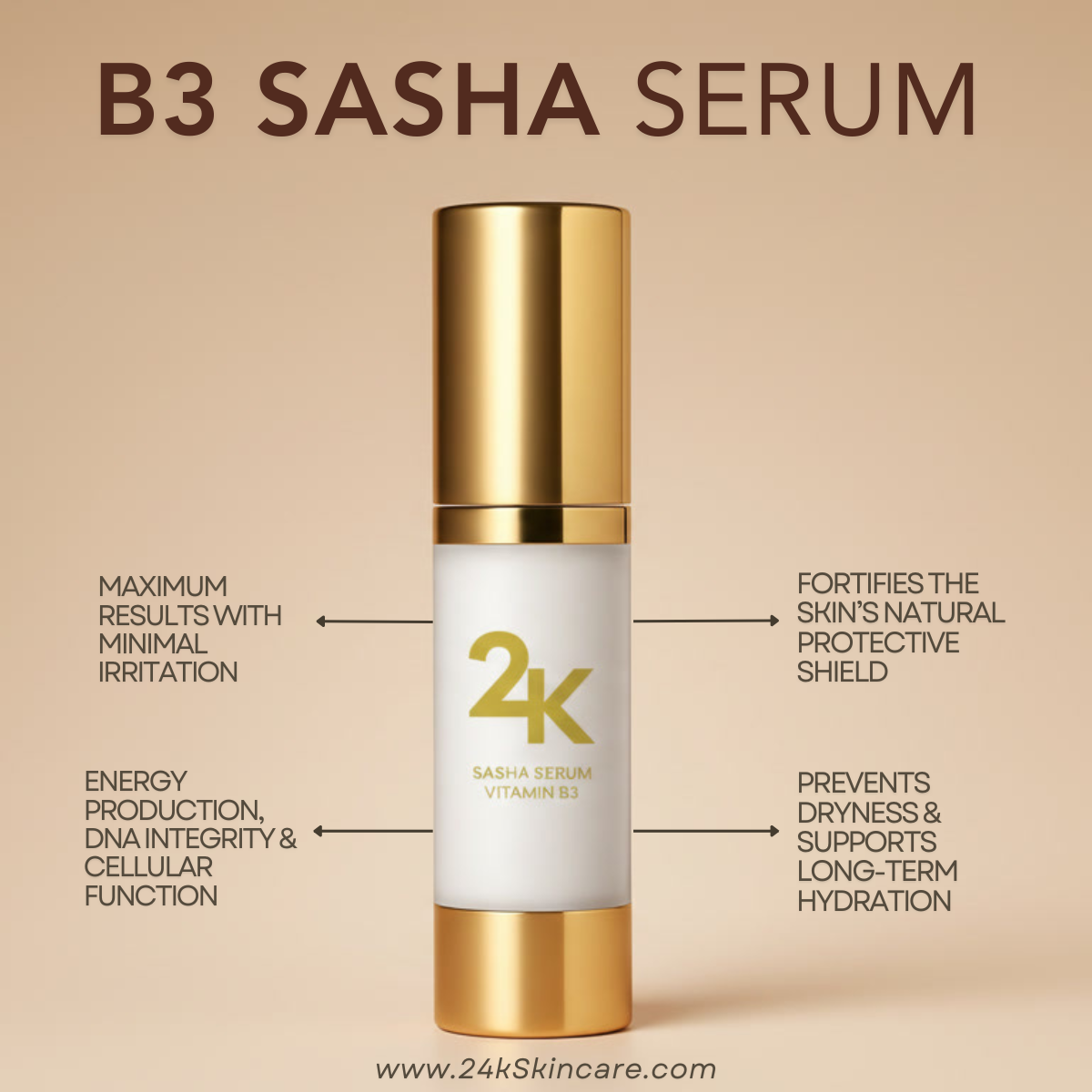 24k Skincare - B3 (SASHA'S SERUM) - 15ml (Skin Barrier/PCOS)